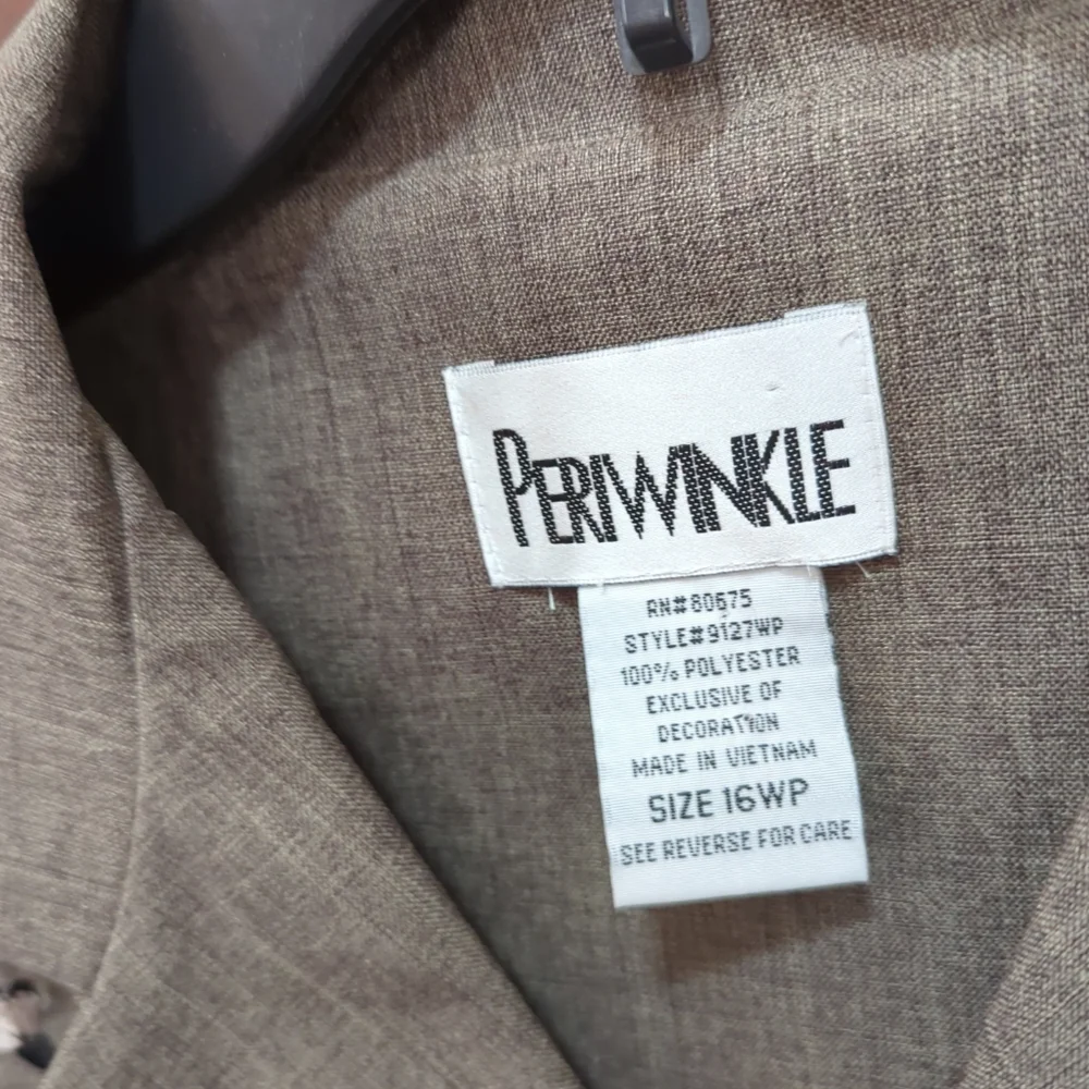 Vintage Jacket Blazer Brown Tailored w/Applique 16WP Periwinkle - Picture 3 of 15